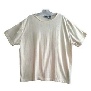 Cabin Creek Top T Shirt Womans XL Cream Short Sleeve Pull On